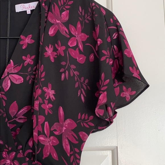 Parker black floral print dress in size XS. - Picture 5 of 6